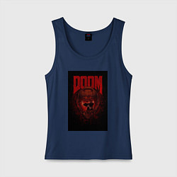 Майка женская хлопок Doom - helmet skull, цвет: тёмно-синий