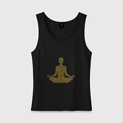 Майка женская хлопок Медитация смайлики, цвет: черный