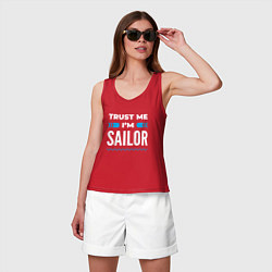 Майка женская хлопок Trust me Im sailor, цвет: красный — фото 2