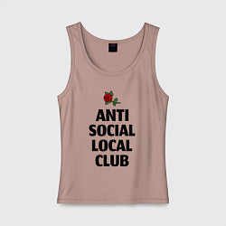 Майка женская хлопок Anti social local club, цвет: пыльно-розовый