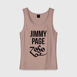 Майка женская хлопок Jimmy Page - Led Zeppelin - legend, цвет: пыльно-розовый