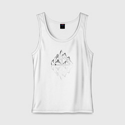 Майка женская хлопок Одинокий медведь в горах, цвет: белый