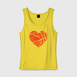 Майка женская хлопок Сердце баскетбольный мяч, цвет: желтый