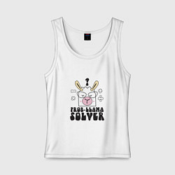 Майка женская хлопок Prob-llama solver, цвет: белый
