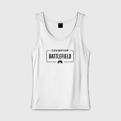 Майка женская хлопок Battlefield gaming champion: рамка с лого и джойст, цвет: белый