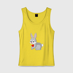 Майка женская хлопок Кролик и сердечко, цвет: желтый
