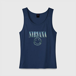 Майка женская хлопок Nirvana - смайлик, цвет: тёмно-синий