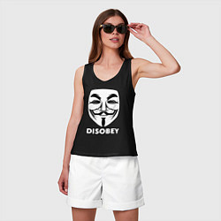 Майка женская хлопок Guy Fawkes - disobey, цвет: черный — фото 2