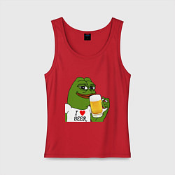 Майка женская хлопок Drink Pepe, цвет: красный