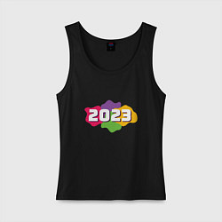 Майка женская хлопок 2023 color, цвет: черный