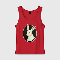 Майка женская хлопок Средневековый кролик, цвет: красный