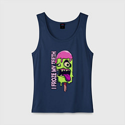 Майка женская хлопок Мороженое-монстр без зубов, цвет: тёмно-синий