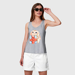 Майка женская хлопок Зайчик с большим подарком, цвет: меланж — фото 2