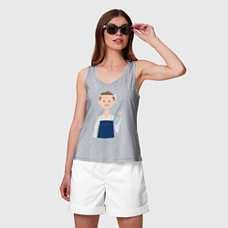 Майка женская хлопок Рыбный мастер, цвет: меланж — фото 2