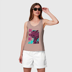 Майка женская хлопок Евангелион eva-01 neon genesis, цвет: пыльно-розовый — фото 2