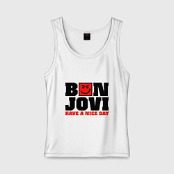 Майка женская хлопок Bon Jovi band, цвет: белый