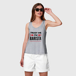 Майка женская хлопок Trust me - Im barista, цвет: меланж — фото 2