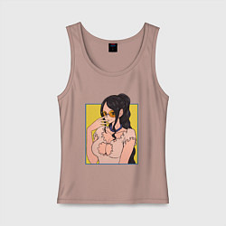 Майка женская хлопок Нико Робин - One Piece, цвет: пыльно-розовый