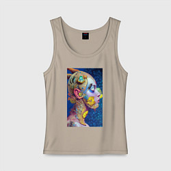 Майка женская хлопок Гордая мадонна - нейросеть - fantasy, цвет: миндальный