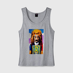 Майка женская хлопок Сальвадор Дали в образе льва, цвет: меланж