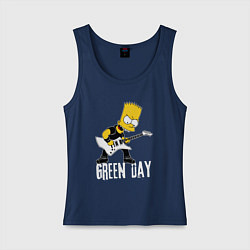 Майка женская хлопок Green Day Барт Симпсон рокер, цвет: тёмно-синий