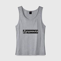 Майка женская хлопок Я душнила - черный, цвет: меланж