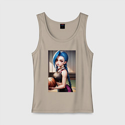 Майка женская хлопок Jinx с мячом, цвет: миндальный