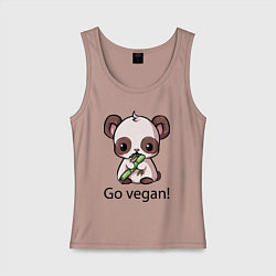 Майка женская хлопок Go vegan - motto, цвет: пыльно-розовый