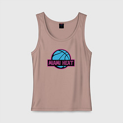 Майка женская хлопок Miami Heat team, цвет: пыльно-розовый