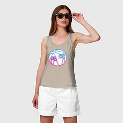 Майка женская хлопок Miami beach, цвет: миндальный — фото 2
