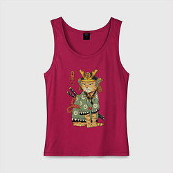Майка женская хлопок Samurai battle cat, цвет: маджента