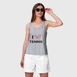 Майка женская хлопок I Love Tennis, цвет: меланж — фото 2