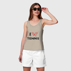 Майка женская хлопок I Love Tennis, цвет: миндальный — фото 2