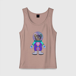 Майка женская хлопок Мишка космонавт, цвет: пыльно-розовый