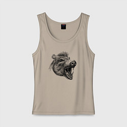 Майка женская хлопок Кабан рычит, цвет: миндальный