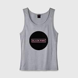 Майка женская хлопок Black pink - logotype - group - South Korea, цвет: меланж
