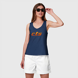 Майка женская хлопок CS 2 orange logo, цвет: тёмно-синий — фото 2