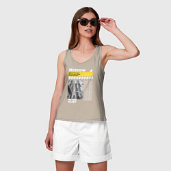 Майка женская хлопок Moscow never sleep, цвет: миндальный — фото 2