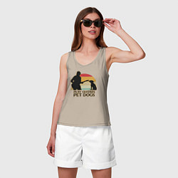 Майка женская хлопок Гитары и собаки, цвет: миндальный — фото 2