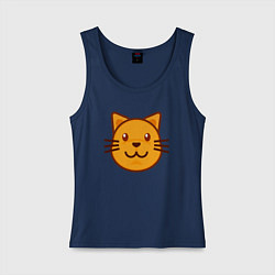 Майка женская хлопок Оранжевый котик счастлив, цвет: тёмно-синий