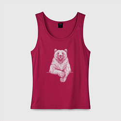 Майка женская хлопок Медведь сложил лапы, цвет: маджента