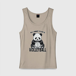 Майка женская хлопок Panda volleyball, цвет: миндальный