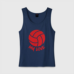 Майка женская хлопок Volleyball my love, цвет: тёмно-синий