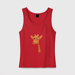 Майка женская хлопок Мультяшный жираф, цвет: красный