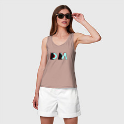 Майка женская хлопок Depeche Mode - DM logo, цвет: пыльно-розовый — фото 2