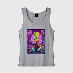 Майка женская хлопок Bart Simpson - cool gamer, цвет: меланж