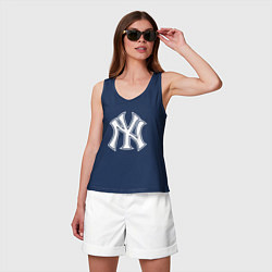 Майка женская хлопок New York yankees - baseball logo, цвет: тёмно-синий — фото 2