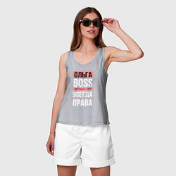 Майка женская хлопок Босс Оля - всегда права, цвет: меланж — фото 2