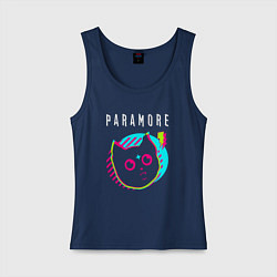 Майка женская хлопок Paramore rock star cat, цвет: тёмно-синий