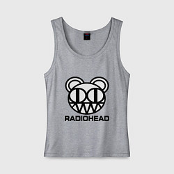 Майка женская хлопок Radiohead logo bear, цвет: меланж